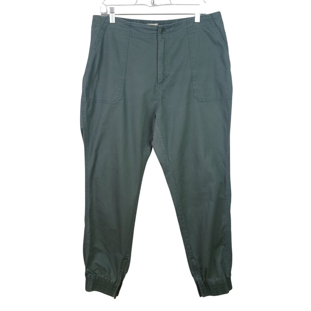 Pact Women's SZ XL Organic Cotton Twill Utility Jogger Green Ankle Zip - Picture 2 of 4